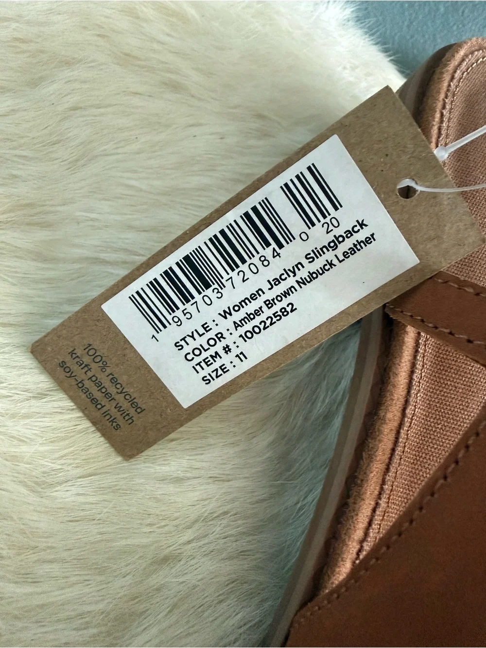 TOMS Women’s Jaclyn Amber Brown Nubuck Leather Slingback Heels